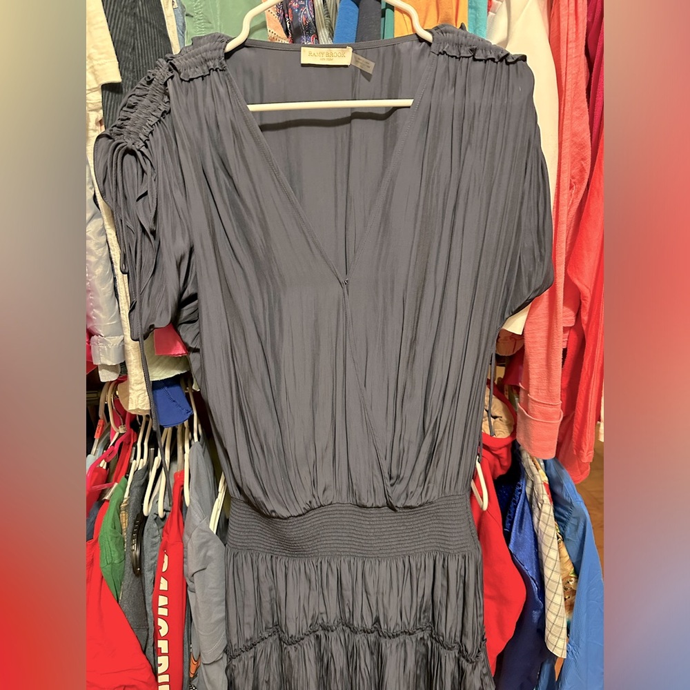 Ramy Brook - NWOT - Blue smocked mini with ruched shoulders